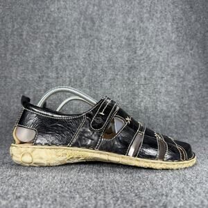 Josef Seibel Womens Black Leather Fisherman Sandals Sz EU 42 US 11 Comfort Shoes